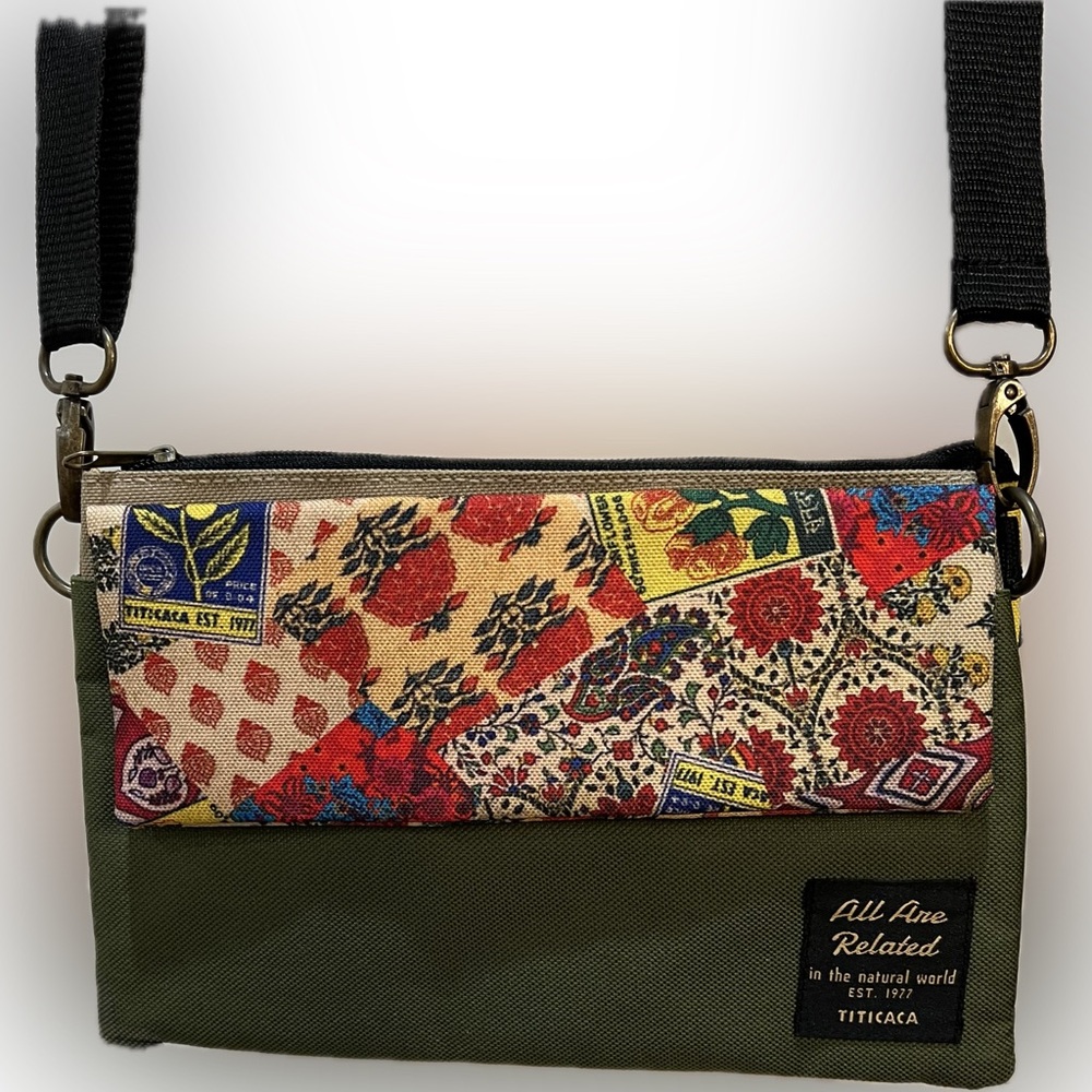 Titicaca Japanese Lifestyle Canvas Crossbody – Patchwork & Olive Green – NWOT